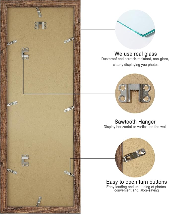 8x24 Picture Frame 2 Pack, Rustic Brown Wood Frame - Image 6