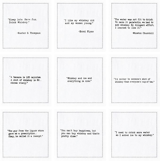 FIVE STAR NAPKINS Whiskey Quotes Cotton Cocktail Napkins, Beverage Napkin - Image 2