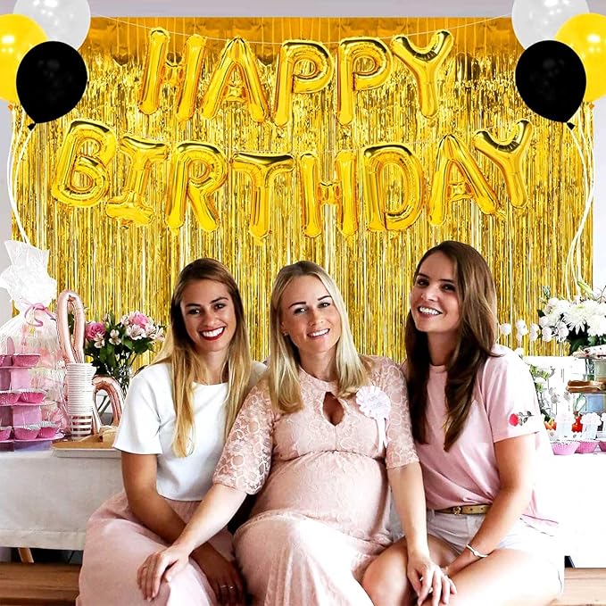 4 Pack Gold Foil Fringe Curtain Backdrop, 3.28Ft x 8.2Ft Metallic Tinsel Foil - Image 4
