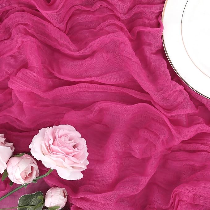 6 Pack Hot Pink Cheesecloth Table Runner Summer Sheer Fuschia Cheese Cloth - Image 8