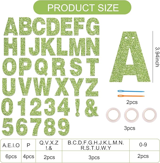 BEISHIDA 116 PCS Glitter Grass green DIY Letter Banner Kit Make Your Own - Image 2