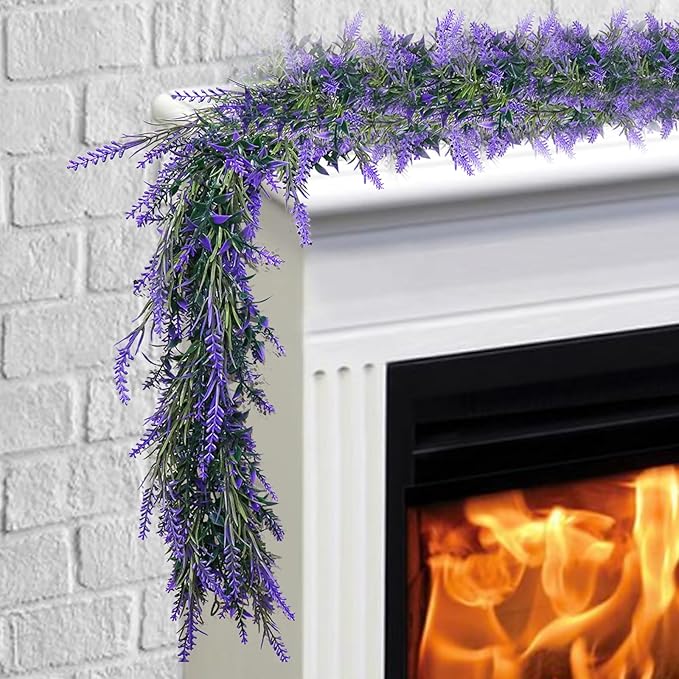 MAKHOT 6Ft Purple Lavender Artificial Garland Decor, Spring Summer All Year - Image 2