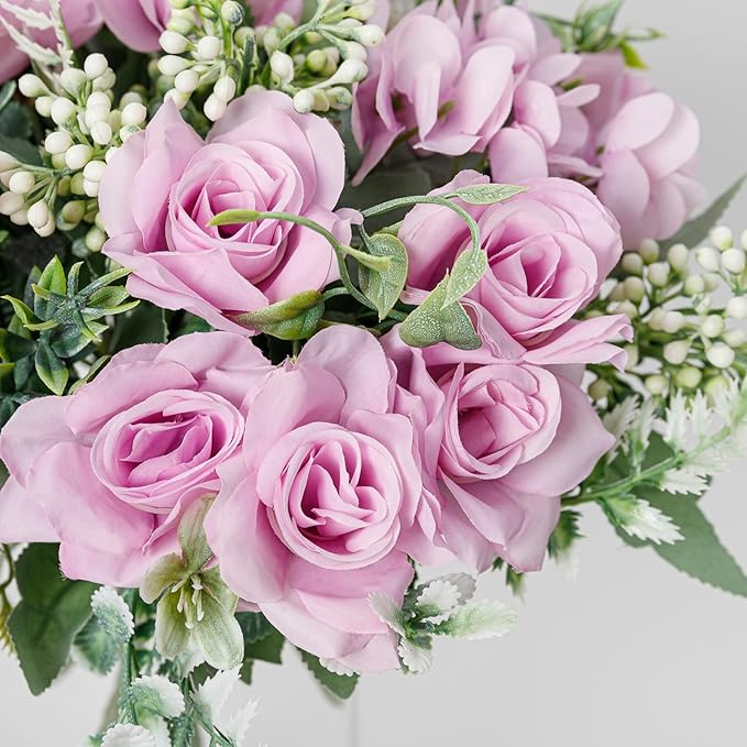 Artificial Flower 5 Branches Artificial Silk Fake Flowers Bouquet Small Roses - Image 4