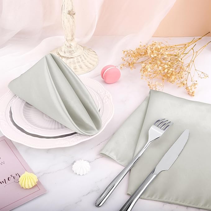Aneco 16 Pack Square Satin Napkin Bright Silk Table Napkin Soft Smooth Fabric - Image 6