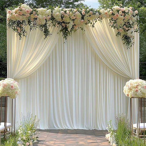 10 ft x 10 ft Wrinkle Free Ivory Backdrop Curtain by Outpain
