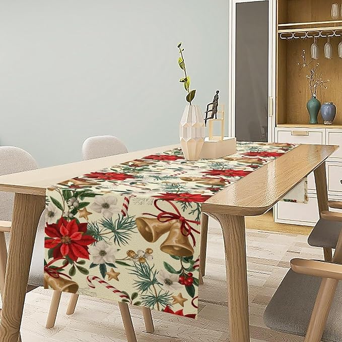 Christmas Table Runner, Seasonal Winter Xmas Holiday Kitchen Dining Table - Image 2