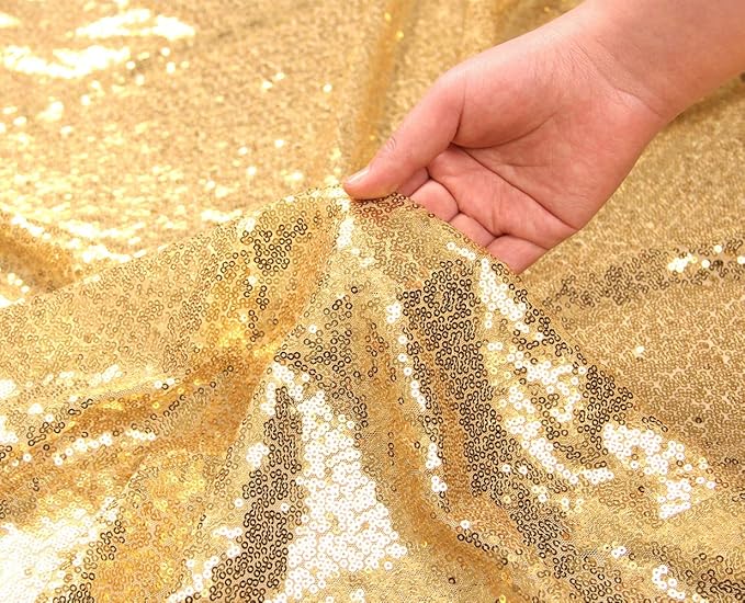 SquarePie Sequin Tablecloth 60 x 102 Inch Gold Sparkly Table Linen - Image 6