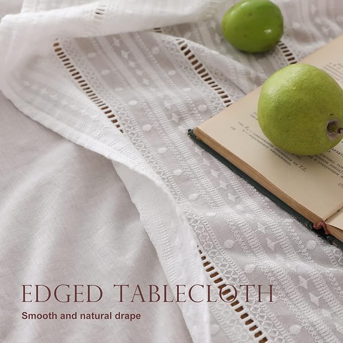patdrea Designer Vintage Cotton White Lace Tablecloth - Image 5
