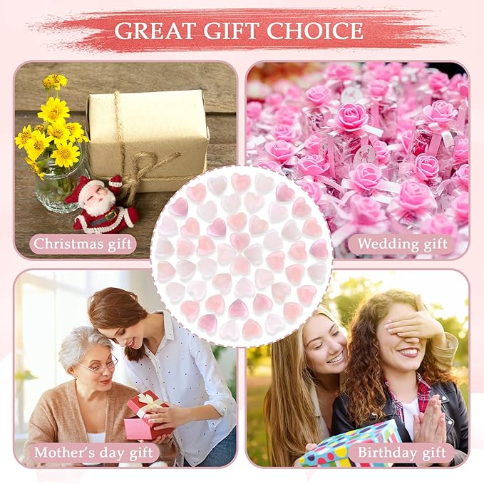 Gerrii 50 Pcs Heart Healing Stone Bulk Quartz Heart Inspirational Stones Gift - Image 6