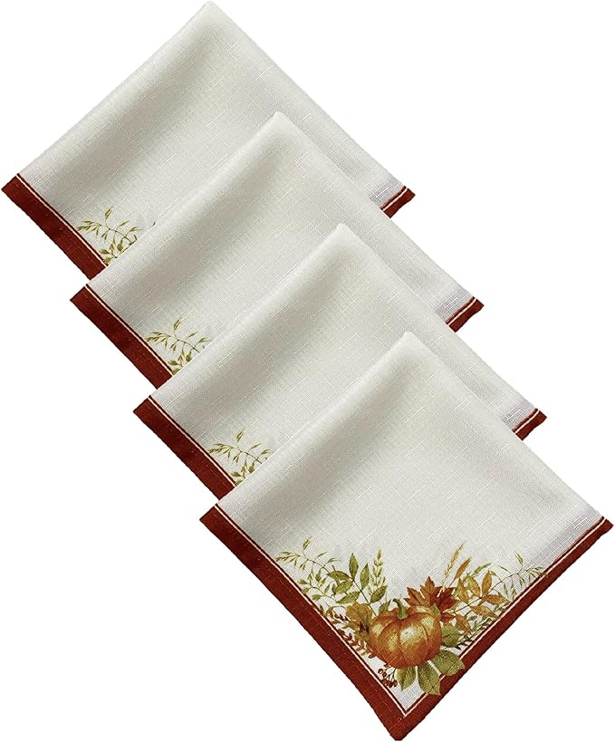 Elrene Home Fashions Autumn Pumpkin Grove Fall Napkins, Seasonal Fall Cloth by ElreneHomeFashions