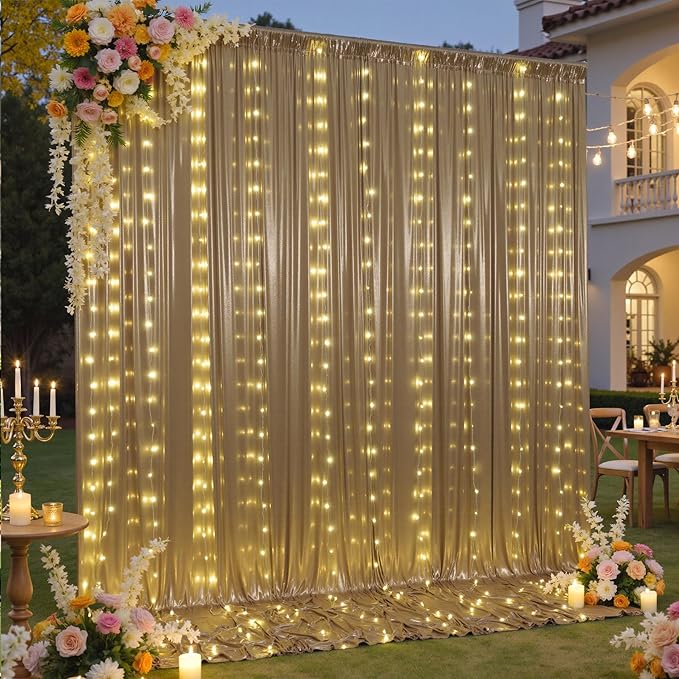 30x10 ft Champagne Sequin Backdrop Curtain - Image 6