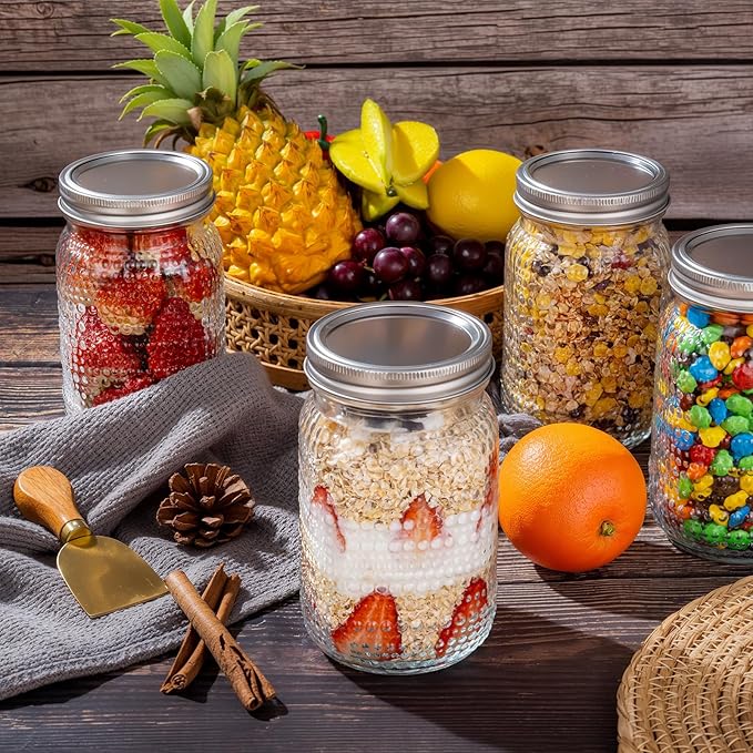 WELLIFE Mason Jars 32 oz, 4 Pack Quart Mason Jars Wide Mouth - Image 4