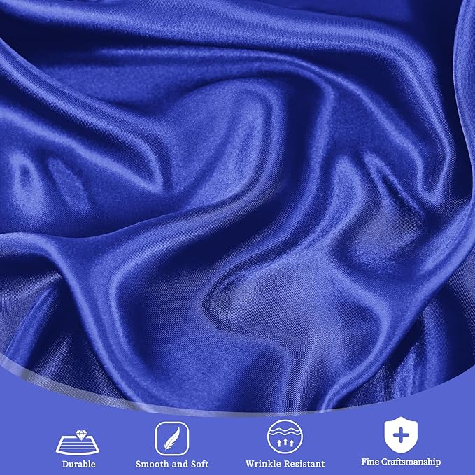 fani 12 Pack 108 Inch Royal Blue Satin Tablecloth - Image 5