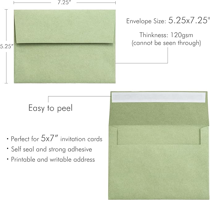 PONATIA 50 Pieces 5x7 Envelopes, A7 Envelopes Self Seal - Image 3