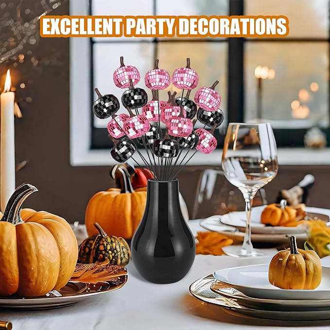 20Pcs Disco Halloween Decor, Disco Pumpkin Table Decoration, 14 Inch Artificial - Image 5