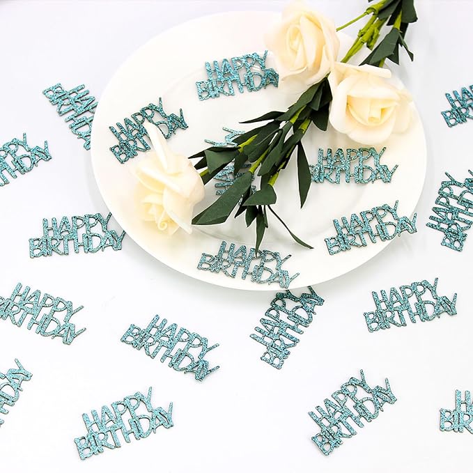 Blue Happy Birthday Confetti Birthday Table Decorations Baby Blue Glitter Table - Image 3