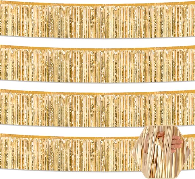 4 Pack 10 Feet Rainbow Foil Fringe Garland Metallic Tinsel Streamers Banner by Ferwzsr