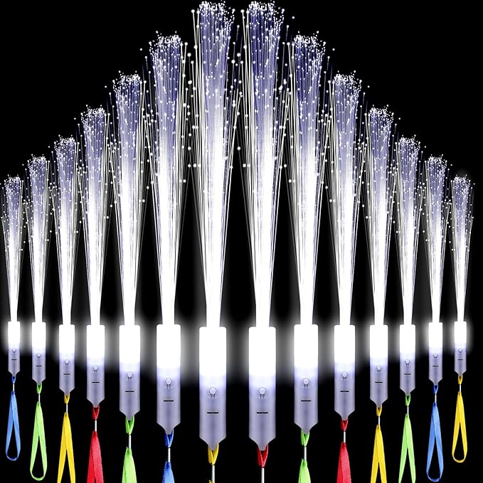50 Pcs White Fiber Optic Wands Bulk Wedding Sparklers Party Favors LED Light by Tujoe