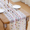 JIALE 3 Pack Ivory Floral Table Runner, Embroidery Daisy Seasonal Table by JIALE