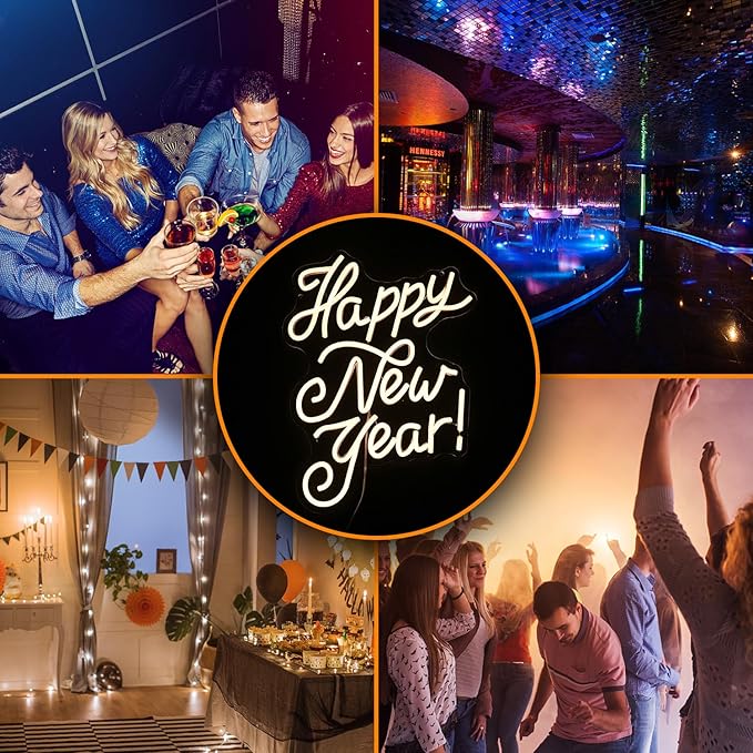 Happy New Year Neon Sign Warm White Led Neon Lights - Image 6