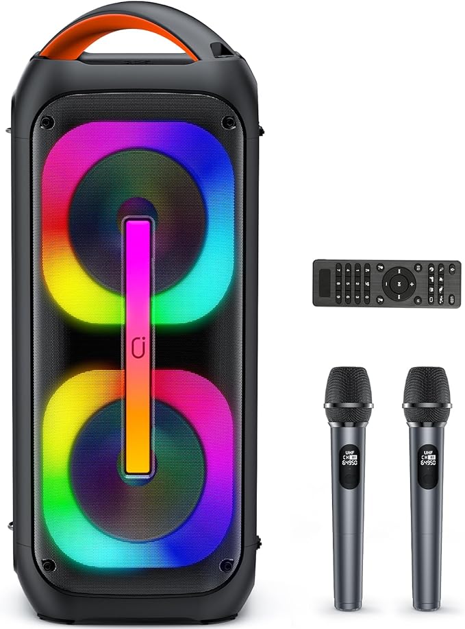 Karaoke Machine with 2 Wireless Microphones, 【Dual 60W 6.5"Subwoofer & 400W by JAUYXIAN