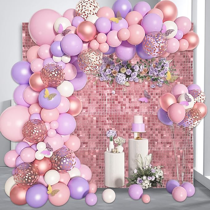 12PCS Pink Shimmer Wall Backdrop, Square Sequin Photo Backdrops Panel, Glitter - Image 6