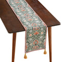 ISAENNE Designer French Green Elegant Linen Table Runner 87 Inches Long by Isaennehomedecoration