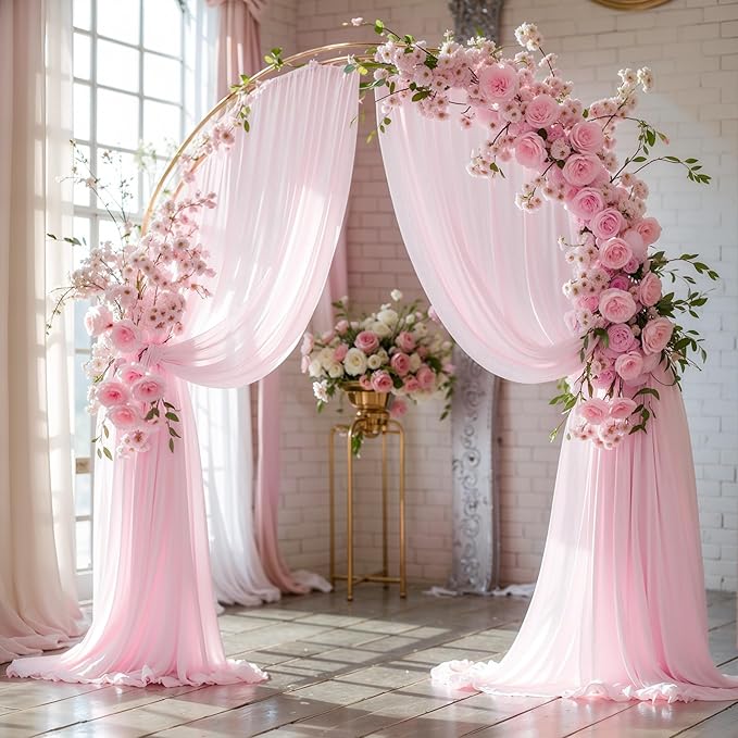 Wedding Arch Draping Fabric 1 Panel 18Ft Blush Chiffon Fabric Drapes Arbor - Image 8