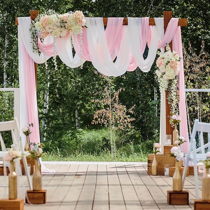 Wedding Arch Draping Fabric 29" x 18 FT Light Pink Sheer Chiffon Outdoor - Image 4