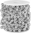 98FT Pearl Beads String Garland, 8mm 3mm Silver Faux Pearl Beads Roll Strand by Cadikez