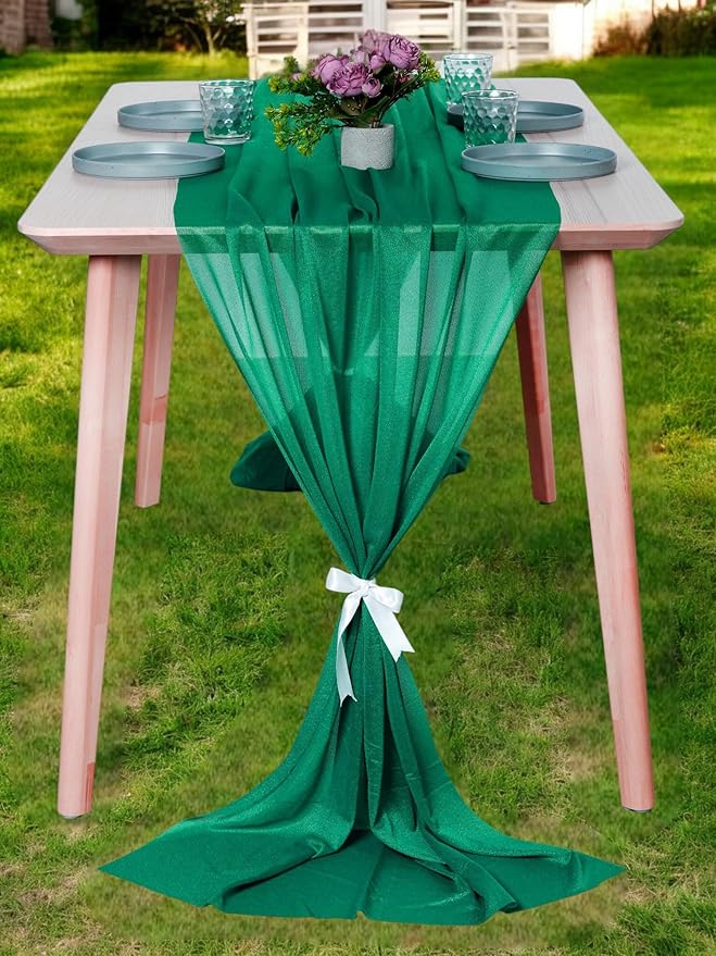MDS 2 Pack 10ft Chiffon Table Runner 29 x 120 Inches Sheer Wedding Runner by MDS