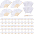 MCEAST 60 Pieces Wedding Handheld Paper Fans White Bamboo Folding Paper Fans by MCEAST