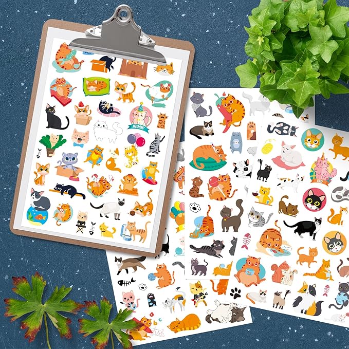 Cute Cat Stickers Kitty Decal Sticker 685 Counts Party Gifts Goodie Bags Decor - Image 5