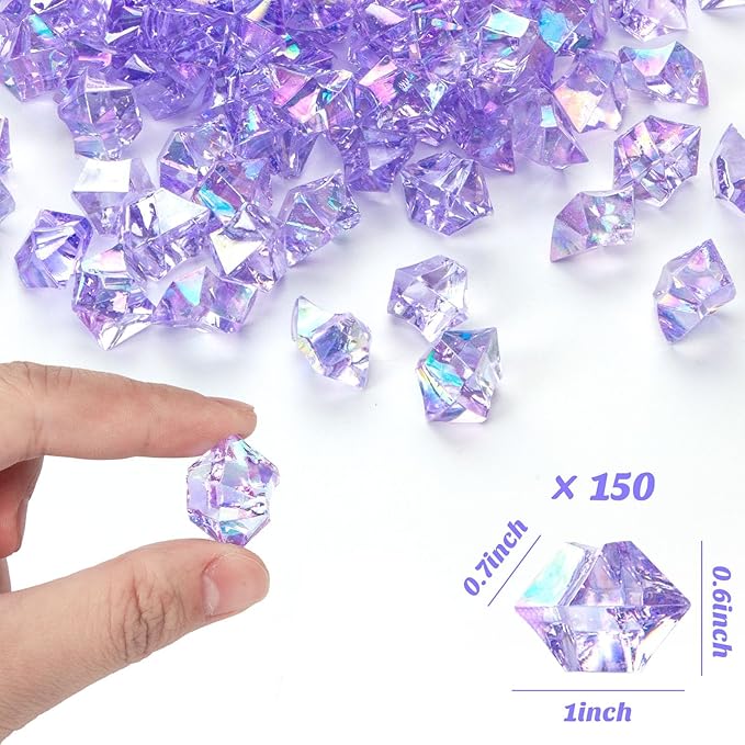 DomeStar 150PCS Purple Fake Ice, Fake Diamonds Sparkling Plastic Gems Vase - Image 2