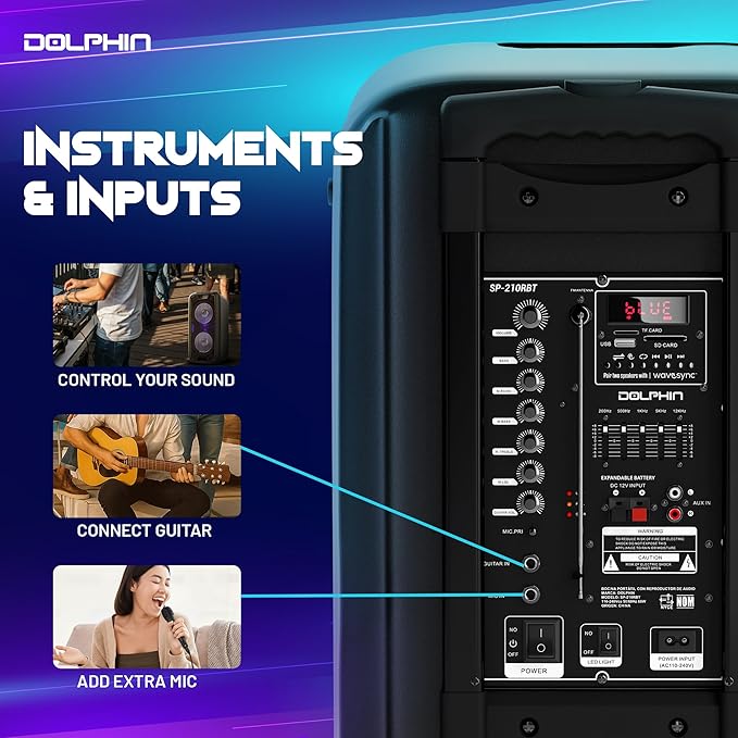Dolphin 1000W Karaoke Party Speaker - Image 4