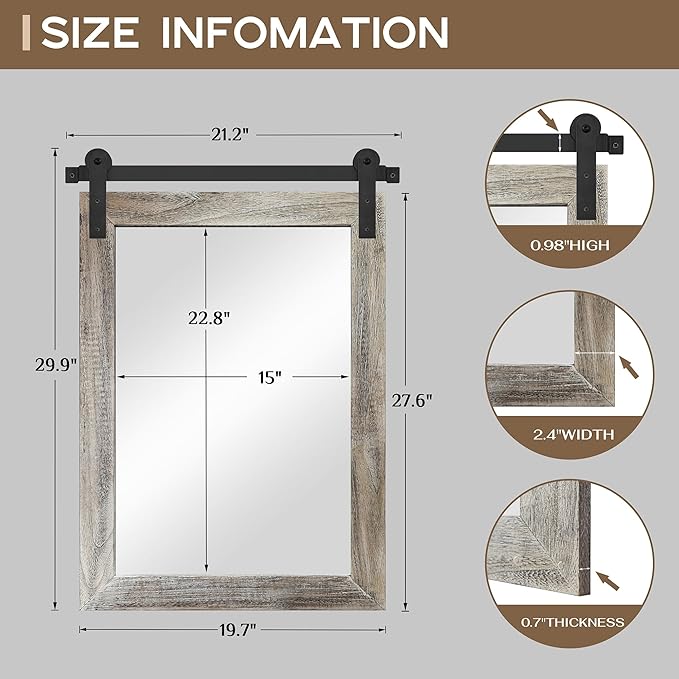 COGOOD Farmhouse Barn Door Mirror - Image 4