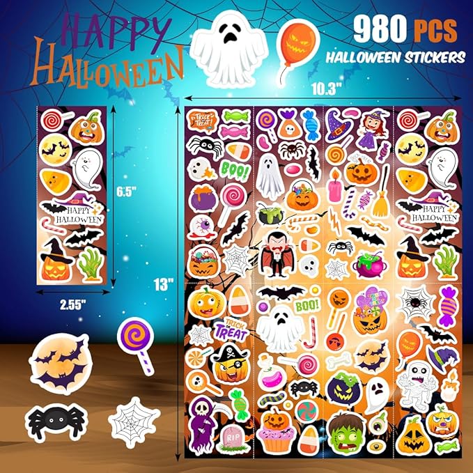 Halloween Stickers 980Pcs Assorted Halloween Stickers - Image 4