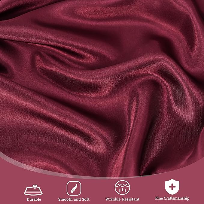 fani 6 Pack 120 Inch Burgundy Satin Tablecloth - Image 4