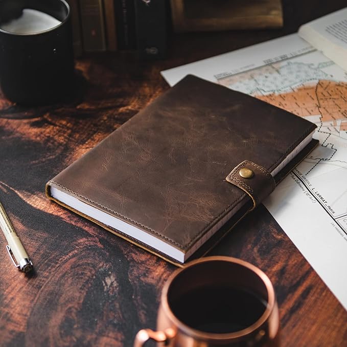 Refillable Leather Journal | Premium Lined A5 Notebook Cover | 200 Ruled - Image 3