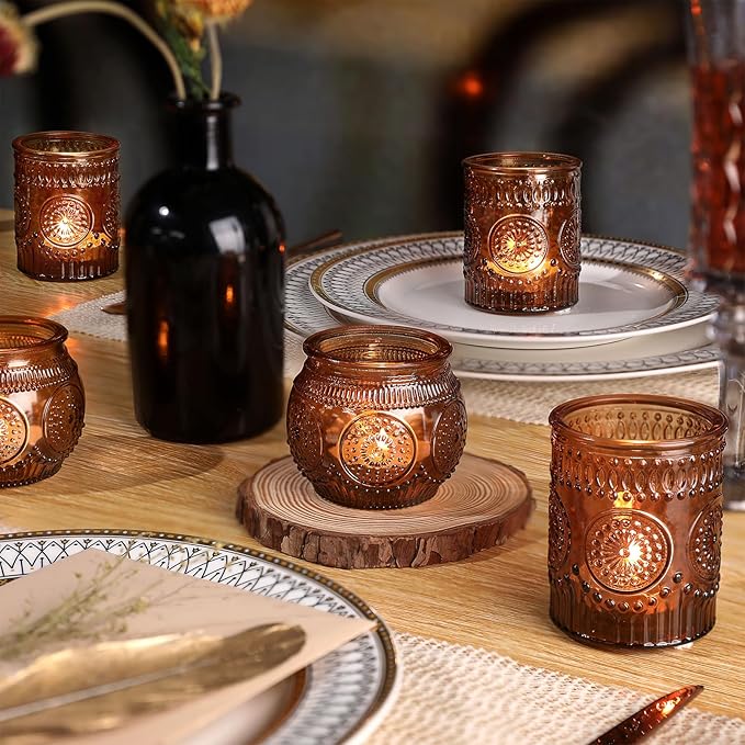 DARJEN 24Pcs Amber Votive Candle Holders - Image 3