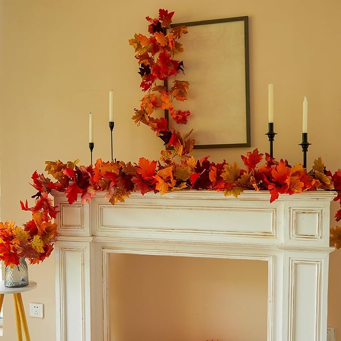 6PCS Fall Maple Leaves Garland, Party Joy 5.6Ft Artificial Maple Leaf Autumn - Image 5