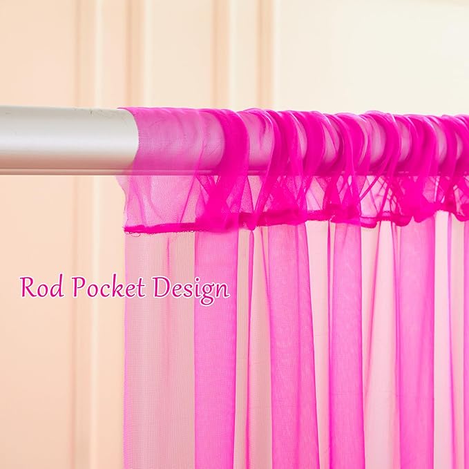 20×10ft Hot Pink Tulle Backdrop Curtain - Image 5