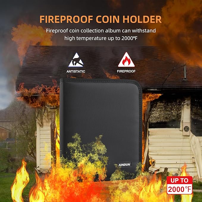 Coin Collection Book for Collector, 260 Pockets Fireproof Coin Collection - Image 2