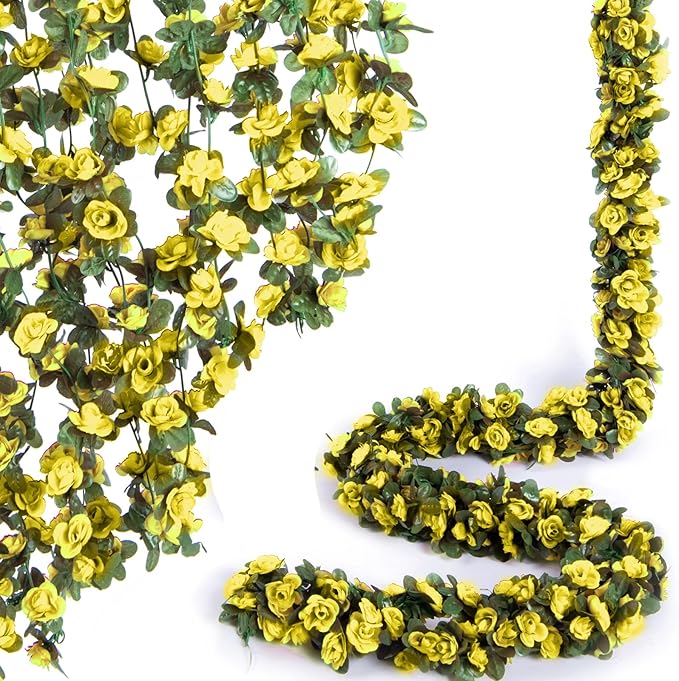 8 Pcs x 8.2 ft Flower Garland Artificial Rose Vine Flowers by PONKING