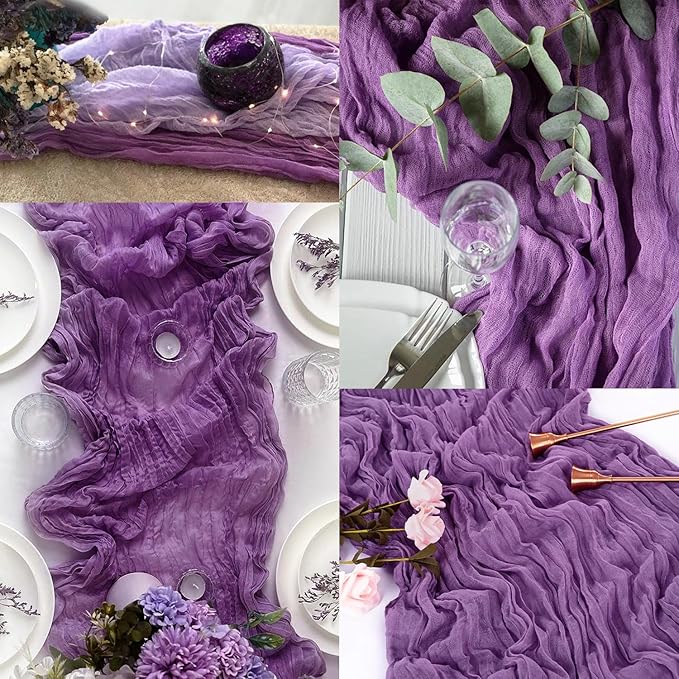 20 Pack Purple Cheesecloth Table Runner 10FT Boho Fabric Rustic Cheese Cloth - Image 6