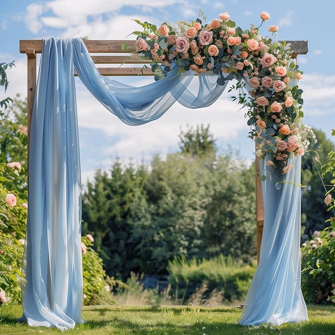Wedding Arch Draping Fabric 4 Panels 28.7" x 20FT Baby Blue Sheer Chiffon - Image 2