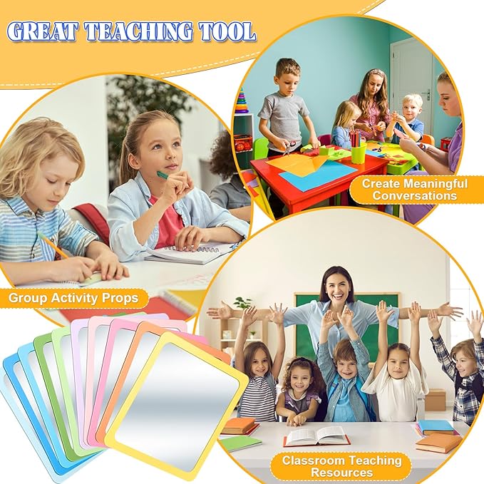 Dandat 10 Pcs Small Mirrors for Kids 6 x 6 Inch Square Shatter Proof Reflector - Image 5