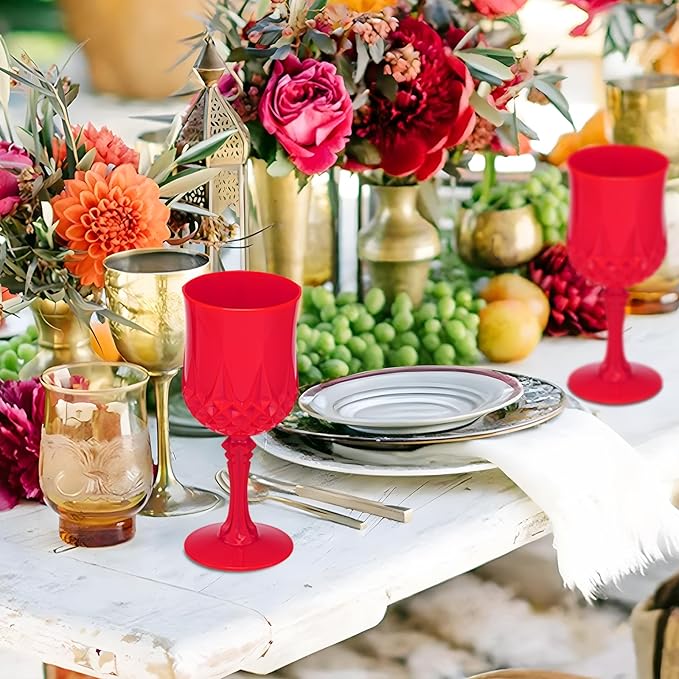 JLYLOL Plastic Vintage Wine Glasses 7OZ Plastic Goblets Vintage Drinking - Image 2