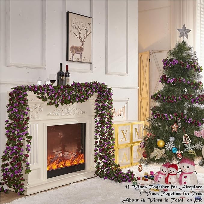 6 Pcs x 8.2 ft Flower Garland Artificial Rose Vine Flowers - Image 3
