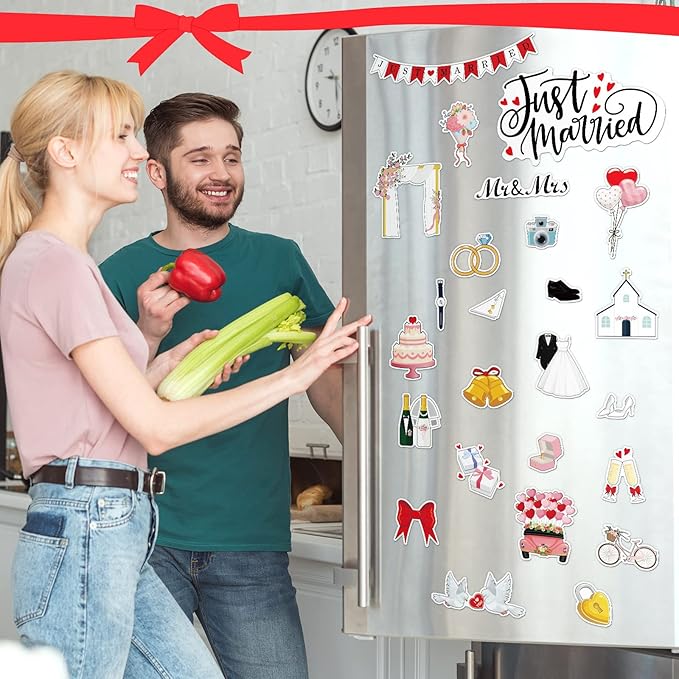 25 Pieces Just Married Ornate Car Magnets Mr Mrs Magnets Refrigerator - Image 4
